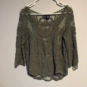 Olive green lace blouse